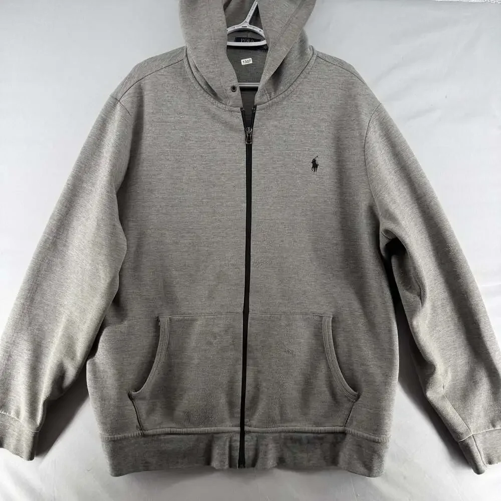 1307 2XL Polo Ralph Lauren Men's Gray Full Zip Hoodie Sweatshirt
